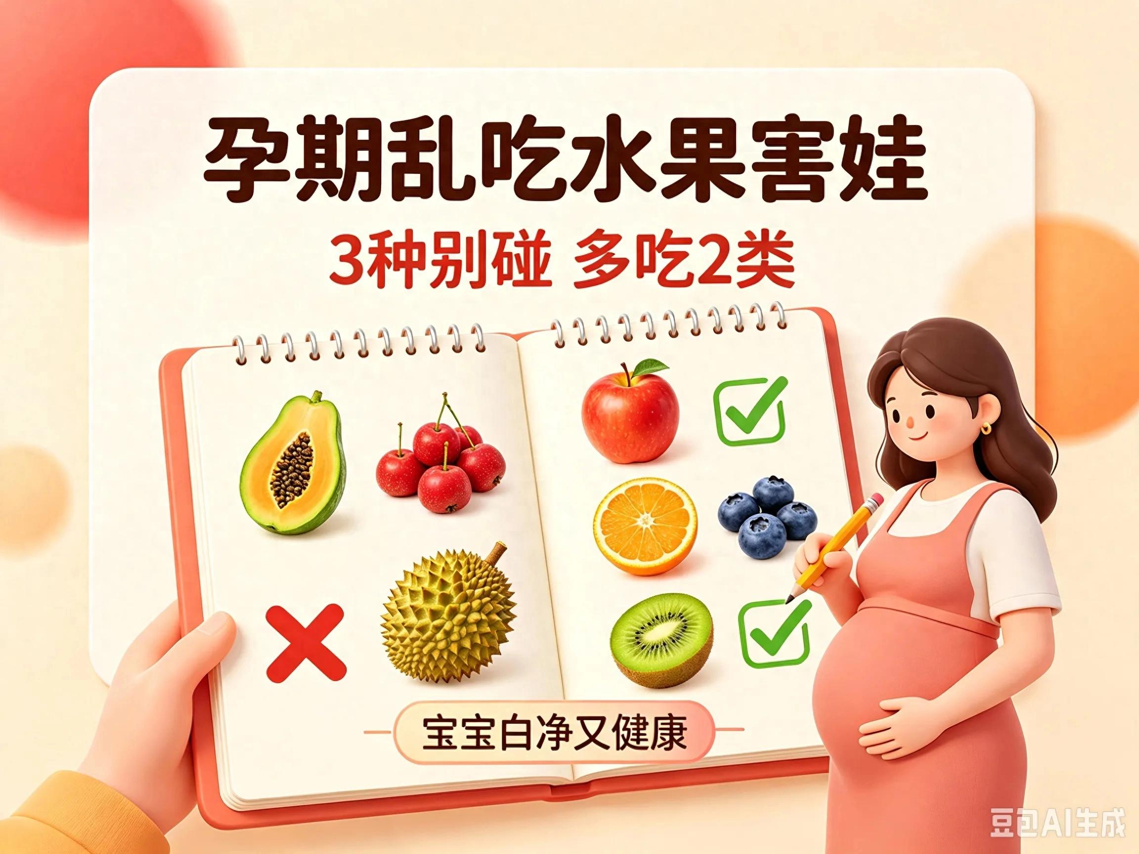 孕期乱吃水果害娃！3种水果再馋也别碰，多吃2类，宝宝白净又健康
