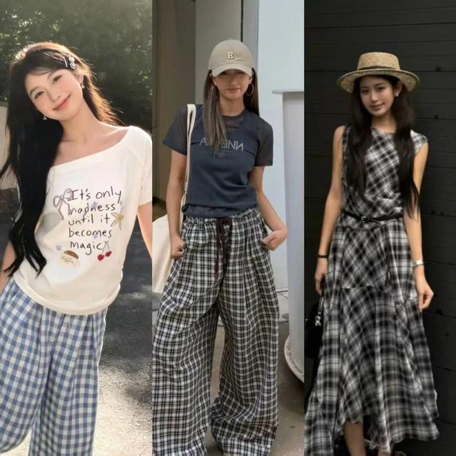 女人到了中年别总穿黑白灰，试试这几款格纹单品，时尚又复古(图7)